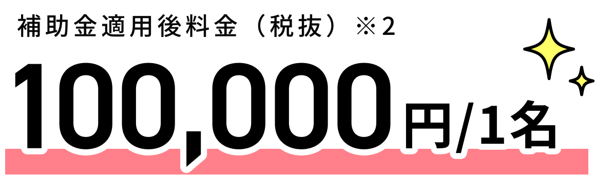 補助金適用後料金100,000円/1名（税抜）※2